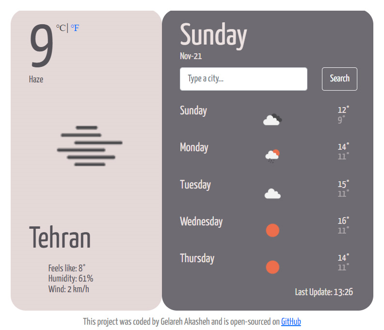 weather app gelareh